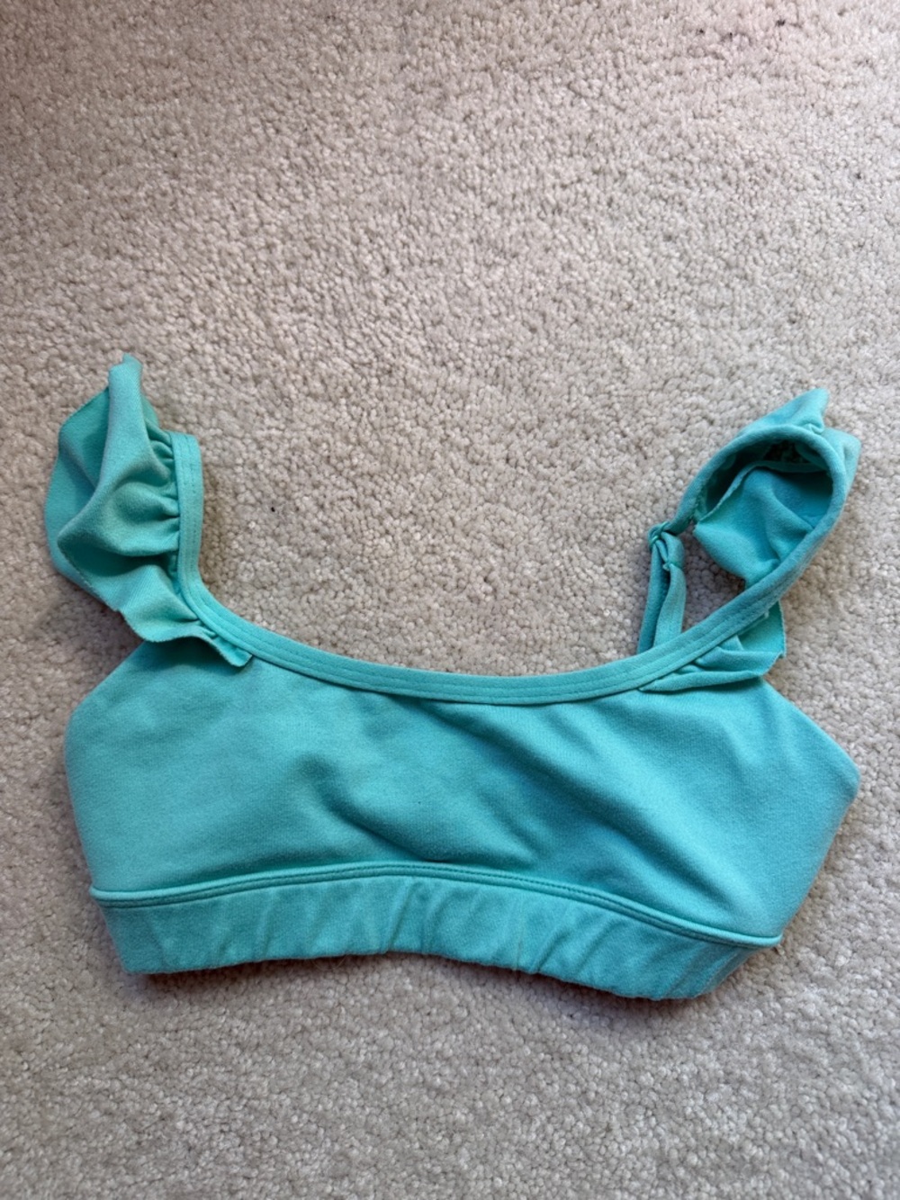 Girls' Aqua Ruffle Strap Crop Top